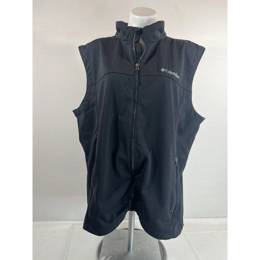 Columbia Fleece Vest Mens XL Black Full Zip Gorpcore Hiking Outdoor Layer